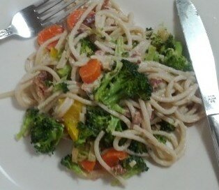 Creamy Garlic & Bacon Spaghetti